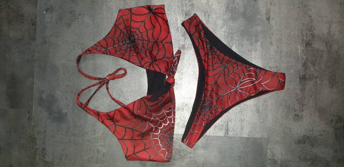 Reversible Bikini Swim Spiderman Cheeky Swimsuit Etsy