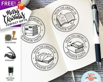 Book Themed Library Stamp, Teacher Stamp, This belongs to Stamp, Ex Libris Stamp, Teacher Gift, Book Lover Gift, Book Collector Stamps