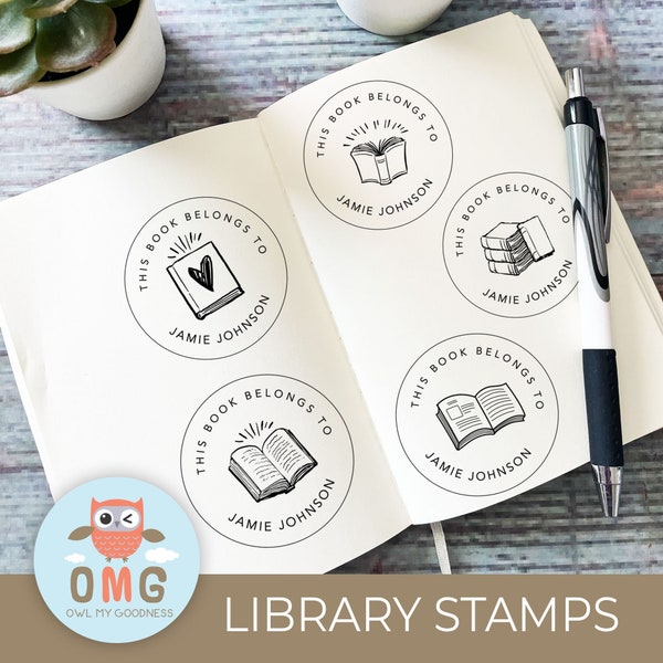 Library Stamp - Etsy