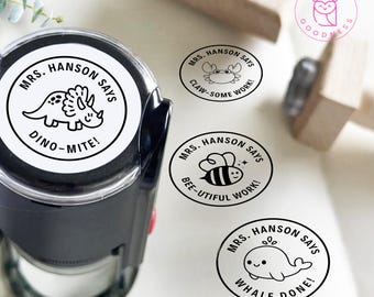 Pun Teacher Stamp Set: Motivational Classroom Grading (Self-Inking or Wood)