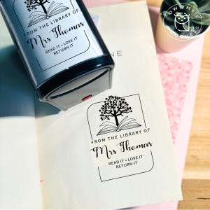 Tree on Book Custom Library Stamp: Personalized Ex Libris
