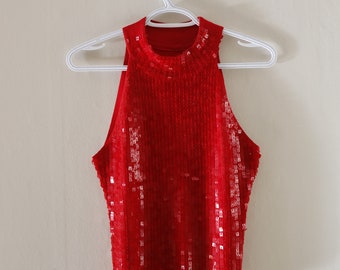 red sequin tank top