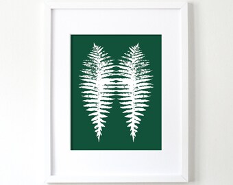Fern Leaf, Printable Art, Botanical Print, Greige, Gray, White, Digital Download, Leaf Rubbings, Leaf Prints, Woodland, Modern, Wall Art