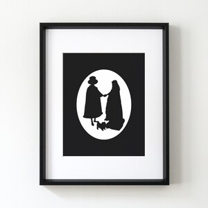 Van Eyck, Printable Wall Art, Digital Print, Black and White, Art History, The Arnolfini Portrait, Silhouette, Wedding, Couple, Eclectic