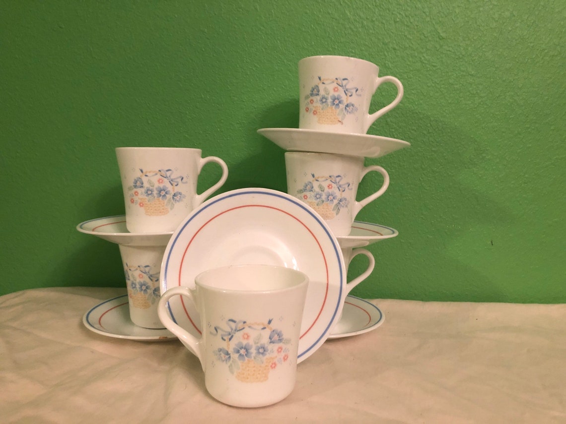 Set of 6 Corelle by Corning Cups and Saucers Etsy