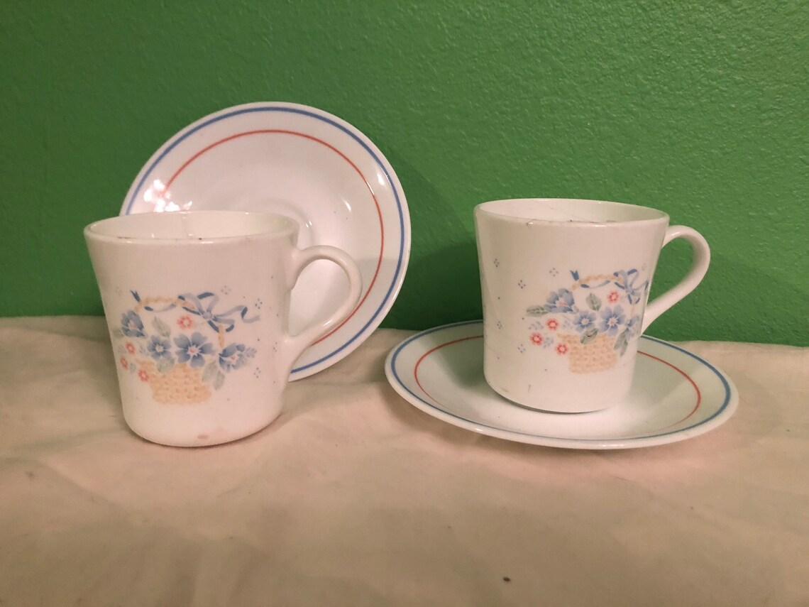 Set of 6 Corelle by Corning Cups and Saucers Etsy