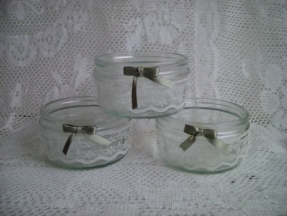 Glass Tealight Jars Ribbon Lace Etsy