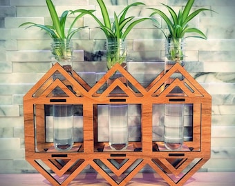 Laser Cut Art Deco 3 Tube Plant Propagation station - bud vase table top edition - air plant holder - File Only!