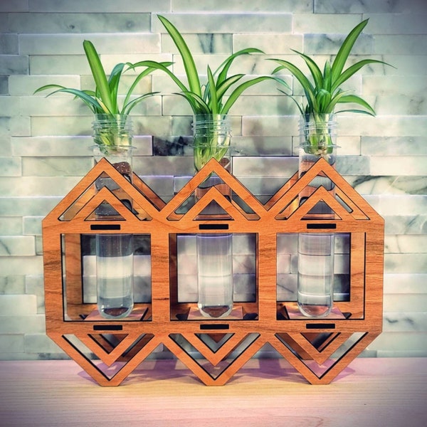 Laser Cut Art Deco 3 Tube Plant Propagation station - bud vase table top edition - air plant holder - File Only!