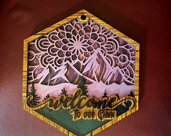 Welcome to our cabin / Welcome home sign Laser Cutter glowforge SVG file - air plant holder - File Only!!!