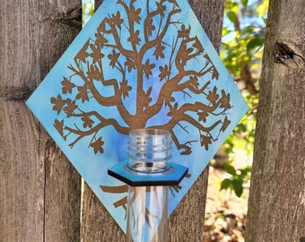 Laser cut single tube engraved tree  plant propagation station - bud vase - air plant holder - File Only!