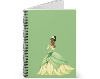 Kikker prinses groene spiraal notebook - geregeerde lijn met zak