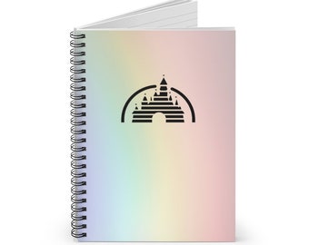 Disney Rainbow Gradient Castle Logo Spiral Notebook - Geregeerde lijn met zak
