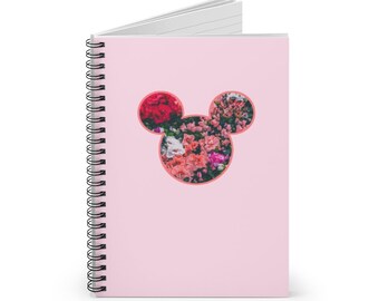 Disney Floral Pastel Mickey Spiral Notebook - Geregeerde lijn met zak