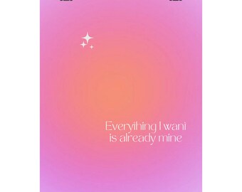 Manifestatie Quote Poster, Matte Verticale Wet van Aantrekking Poster, Roze en Oranje Gradiënt Poster, 9"x11" Muurposter