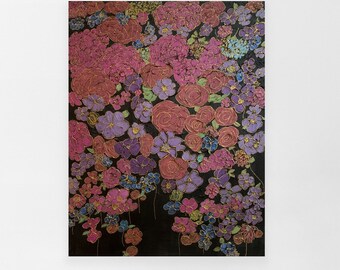 Metallic Floral with Gold: Original Acrylic Painting on Canvas (18x14)