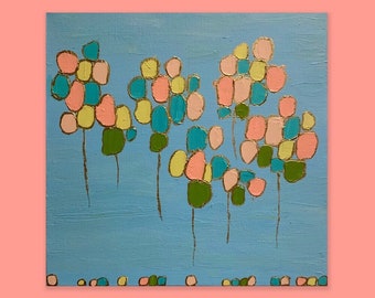 Balloons Nursery Art: Original Acrylic Painting on Canvas (10x10)