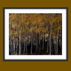 Birch Forest, Original Acrylic Art, 16 x 20, Trees, Fall, Autumn Art