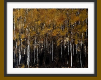 Birch Forest, Original Acrylic Art, 16 x 20, Trees, Fall, Autumn Art