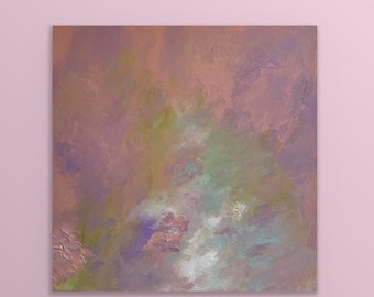 Pink and Gold Abstract Art: Original Acrylic Painting on Canvas (20x20)