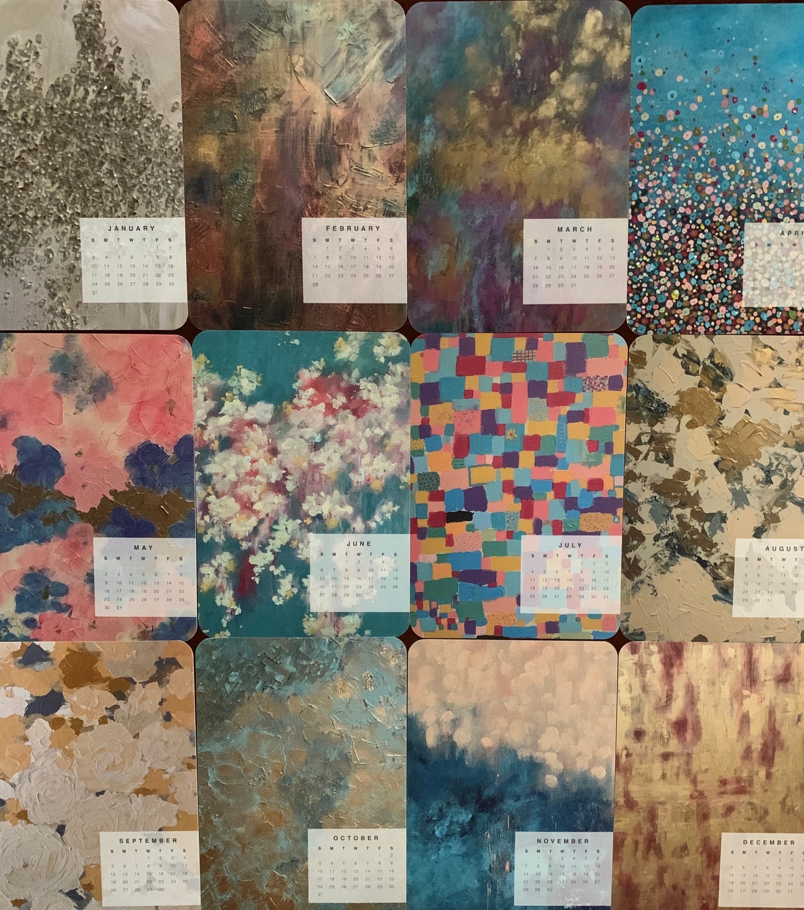 Calendar Abstract Art with Easel 2021