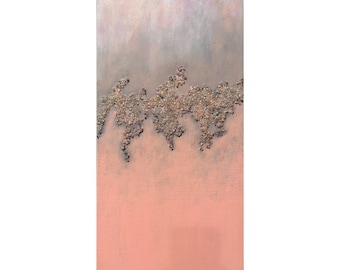 Coral Elegance, Original Acrylic Art, 24 x 12, Crushed Glass, Bling