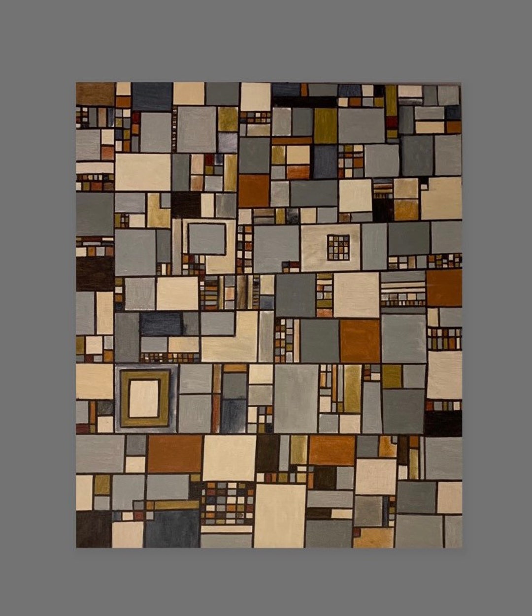 Geometric Abstract Art in Earth Tones: Original Acrylic Painting on ...