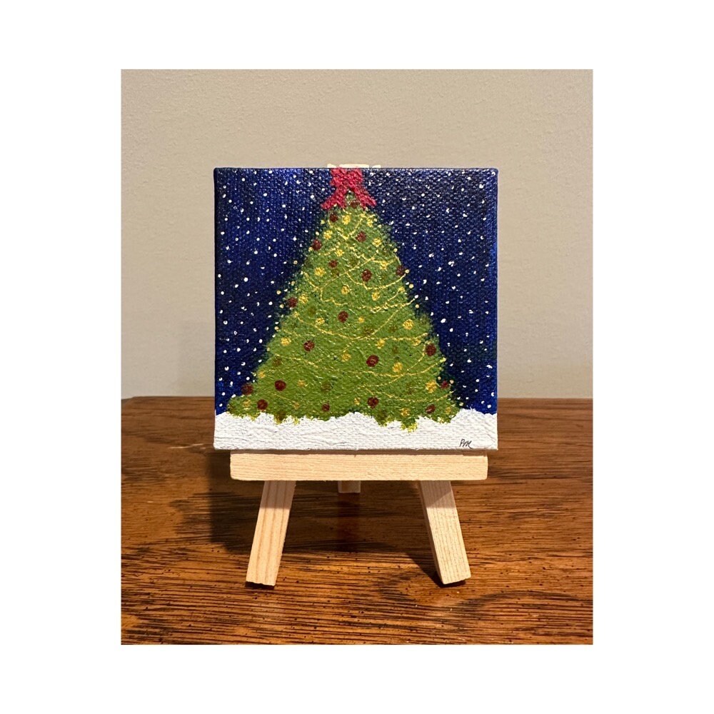 Miniature easel with painted canvass, for 12 cm nativity 10x5x5 cm
