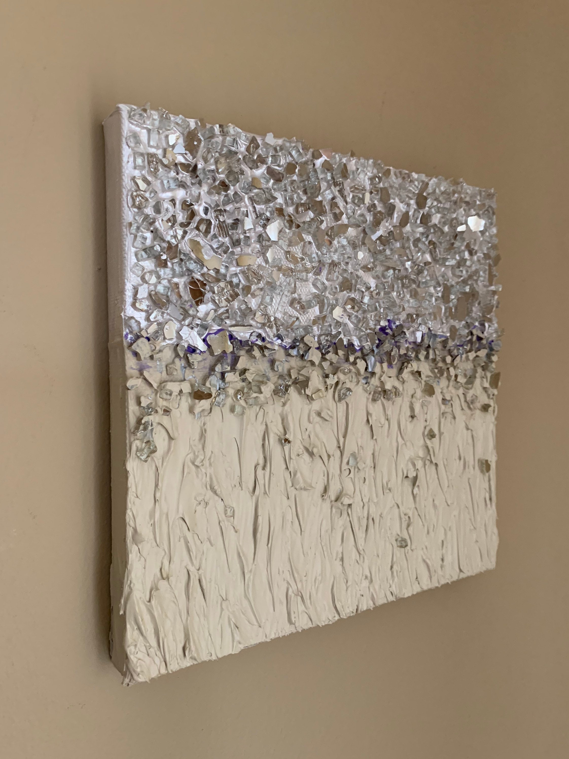 Mirrored Musings, Modern Art, Acrylic and Crushed Glass, Original