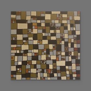 Geometric Earth Tones Abstract Art: Original Acrylic Painting on Canvas (12 x 12)