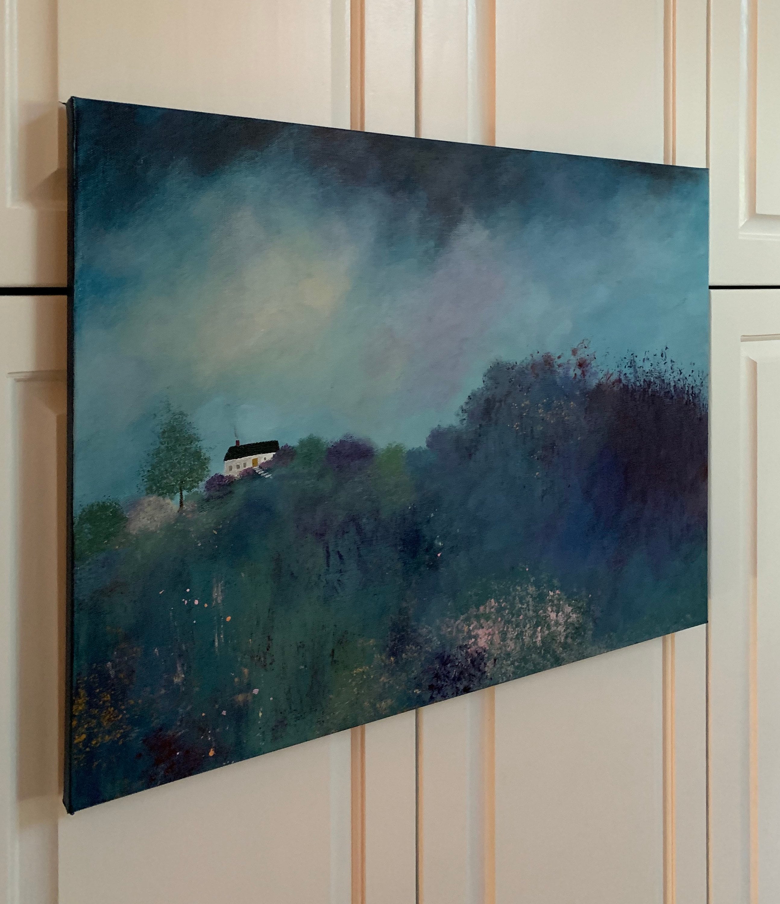 Hilltop Cottage, Cottage Painting, 24 x 18, Original Acrylic Art