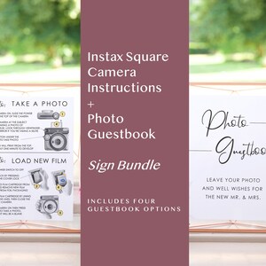 Instax Square SQ6 Bundle! EDITABLE Photo Guestbook Table & Instructions Signs - Instant Download 8x10 Printable // Wedding Reception Sign