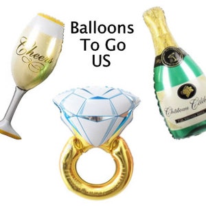XL Jumbo Balloon-Champagne Bottle-Engagement Ring Balloon -Wine Glass Balloon