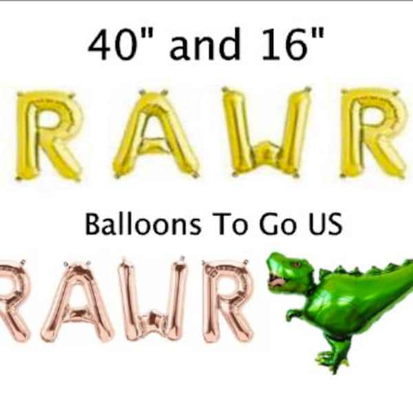 40" and 16" RAWR Balloons Gold, Rose Gold, Silver, Blue, Pink Dinosaur Lion Birthday Party Circus Decorations Dino Party Boys First Birthday