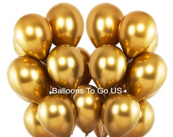 Gold Chrome Balloons - Gold Balloon Set 12 Inch Balloons, Baby Shower Decor, Gold Party Decor, Balloons, Wedding Balloons, Balloon Bouquet