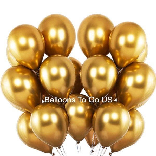 Gold Chrome Balloons - Gold Balloon Set 12 Inch Balloons, Baby Shower Decor, Gold Party Decor, Balloons, Wedding Balloons, Balloon Bouquet