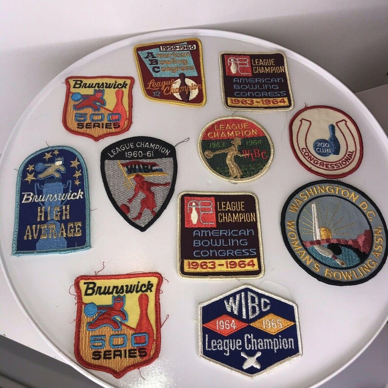 Bowling Patches 11 Lot Womens Arlington Mall Mens Brunswick 1960-1964 OFFicial mail order ABC WIBC