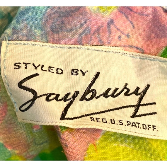 Saybury Vtg Robe Housecoat Multicolor Button Tie … - image 4