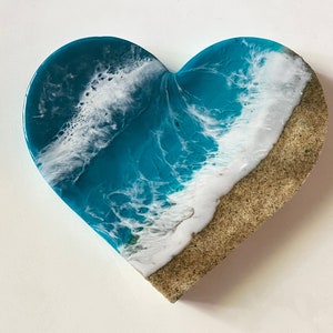 Ocean Waves Heart, Wall Art, Resin on Wood – Ocean Girl Gifts FL