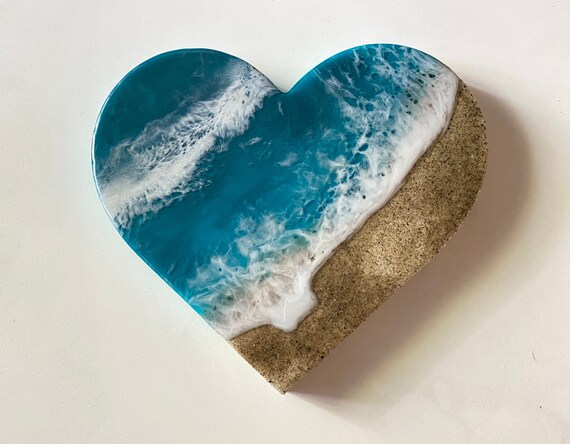 Mixed Media & Collage Resin Waves 9 Ocean Heart Wall Decor Ocean Waves ...