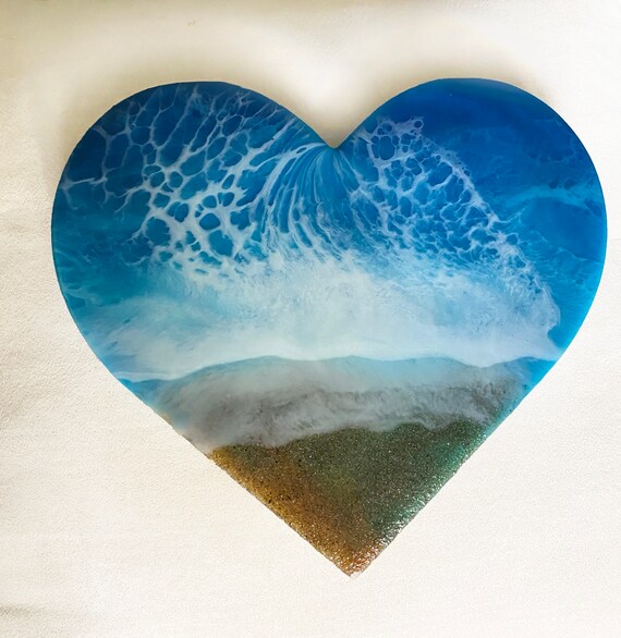 Ocean Waves Resin Ocean Art 9 Ocean Heart Wall Decor Resin Waves Paint