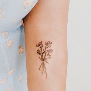 Custom Floral Tattoo Design - Black and White