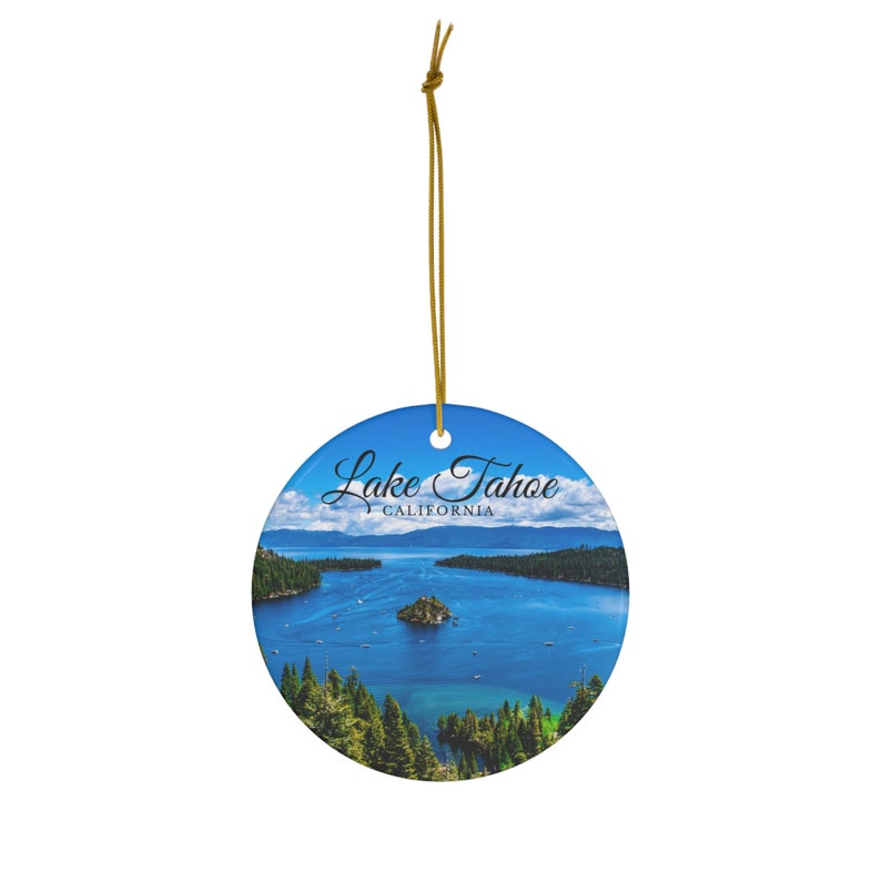 Lake Tahoe California Christmas Holiday Keepsake Gift Circle Ceramic