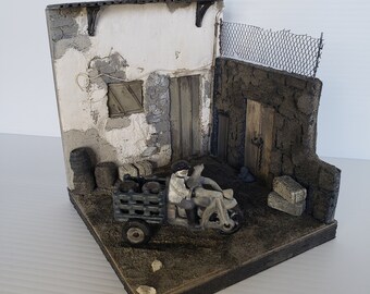 Miniature Black & White Rustic Farm Diorama