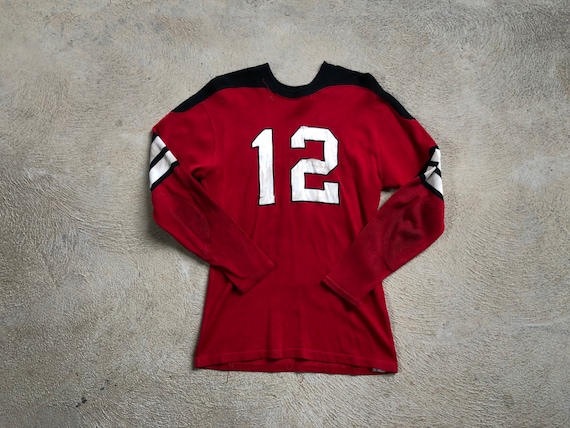 Vintage 1950s Football Jersey Faded Torn Repaired