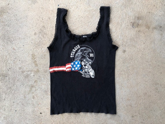 Vintage 1986 Sturgis Lace Top Tank Top Women’s Sma