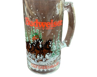 Vintage Budweiser Clydesdales Winter Pilsner Tall Beer Glass Cup Circa 1992 NEW 