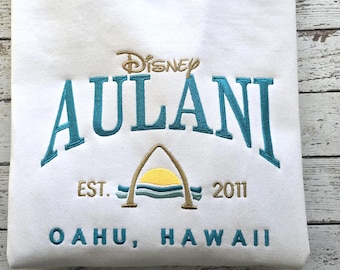 Aulani Embroidered Sweatshirt - Aulani Disney Hawaiian Resort - WDW Resort Shirt - Hawaii Beach Crewneck - DVC Sweater