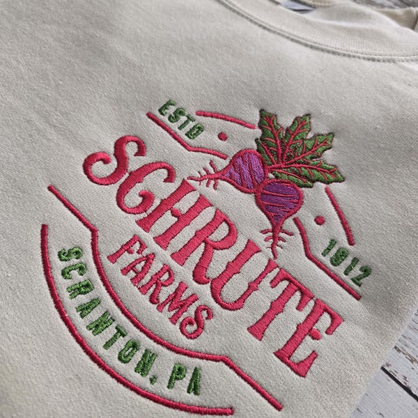 Embroidered Schrute Farms Sweatshirt - The Office Crewneck Sweater - Dwight Dunder Mifflin