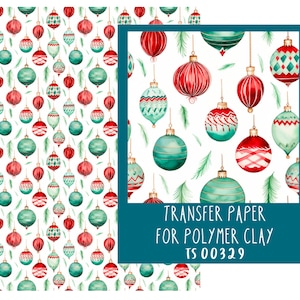 Baubles Christmas Transfer Paper for Polymer Clay TS00329